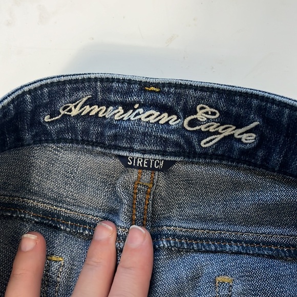 American Eagle Sz 0 Skinny Lowrise Distressed Denim Jeans - Picture 5 of 6